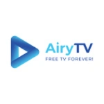 The logo of Airy TV, featuring a blue play button icon with 'AiryTV' in blue text and 'FREE TV FOREVER!' written below it."