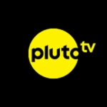 The logo of Pluto TV, featuring the word 'pluto' in bold yellow font inside a circular yellow background, with 'TV' written in a smaller font next to it.