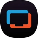 The logo of Samsung TV Plus, featuring two rectangular shapes representing TVs, one orange and the other blue, in a clean, modern design."