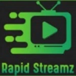 "The logo of Rapid Streamz, featuring a TV screen with a play button and motion lines in green, against a dark background."
