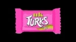 A pink candy wrapper with the 'UK Turks' logo displayed on it