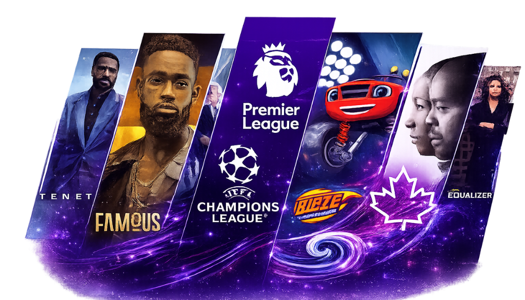 IPTV SHARK Canadian IPTV entertainment with Premier League, Champions League, blockbuster movies, TV series, and 4K streaming.